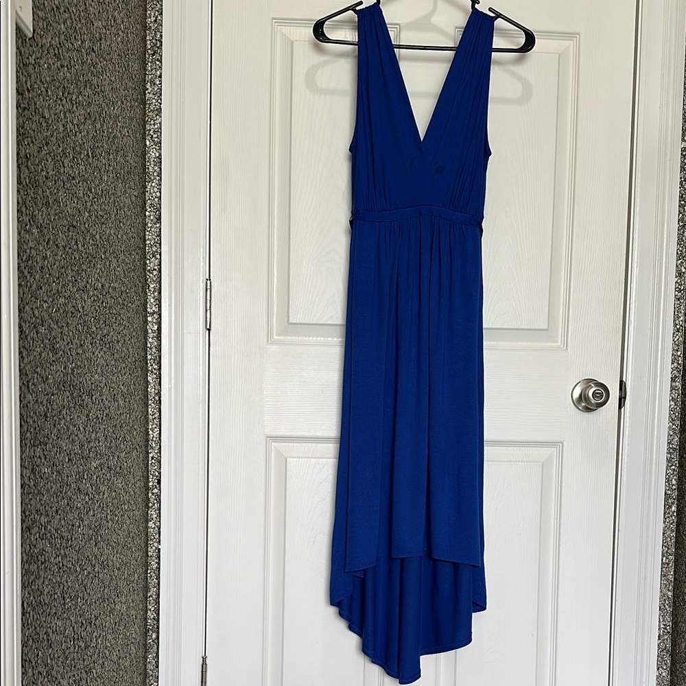 A Pea in the Pod Blue High-Low V-Neck Sundress (Maternity Dress)